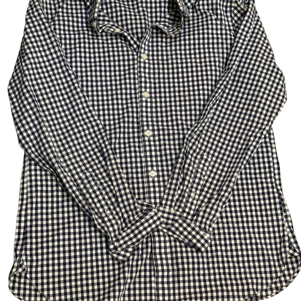 J.Crew‎ Thompson Blue White Gingham Wrinkle Free Shirt Men’s XL